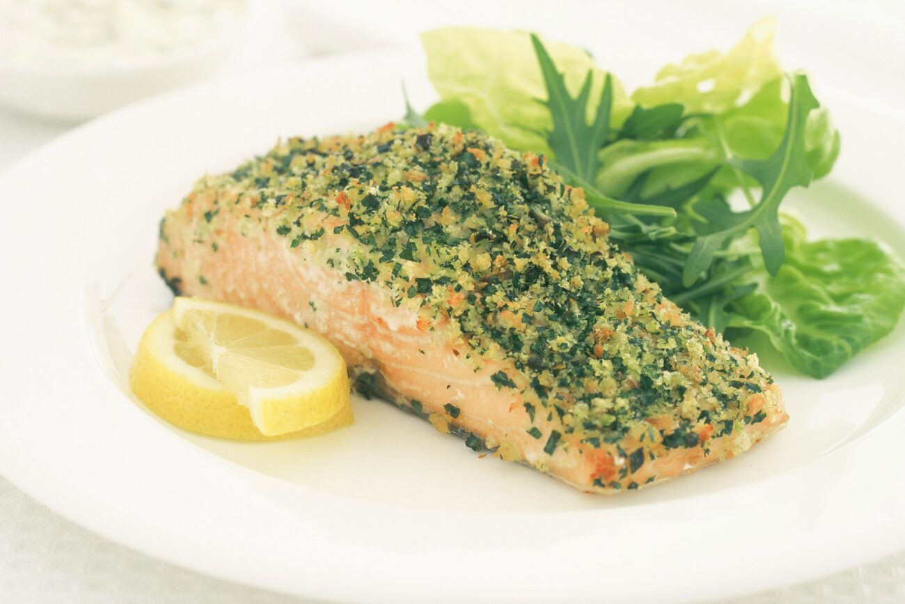 salmon in herb crust