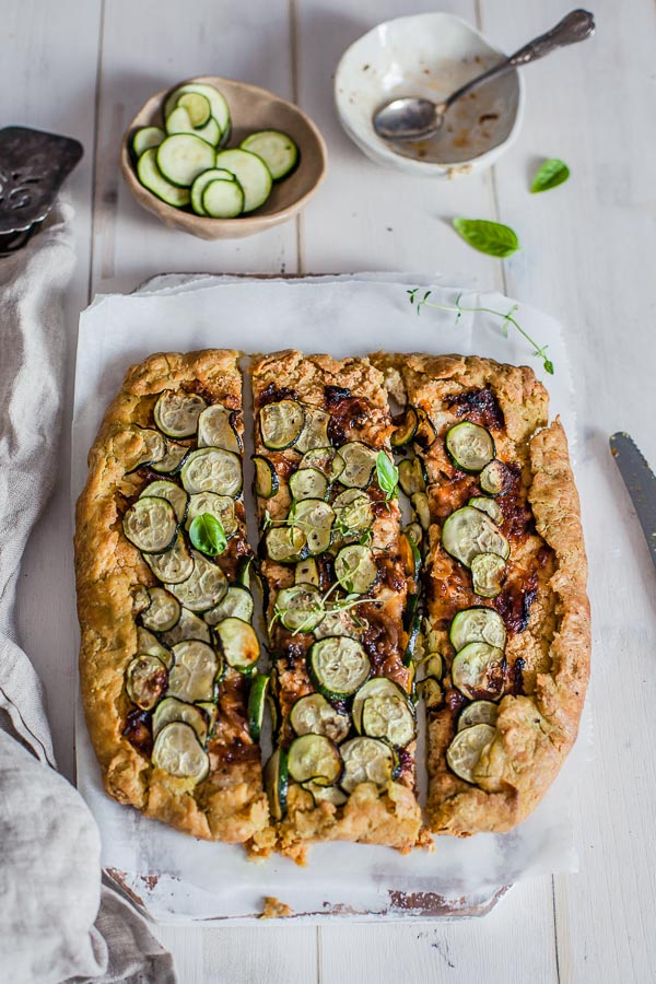 savoury courgette cake with caramelised onions