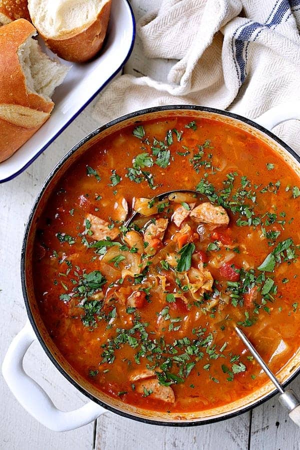 slovak cabbage soup with smoked meat