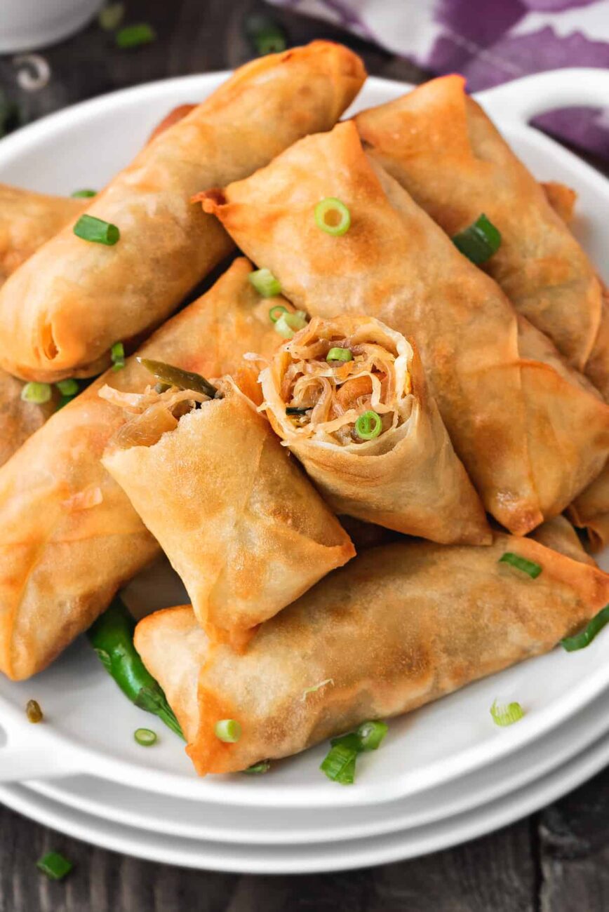 spring rolls stuffed with mushrooms