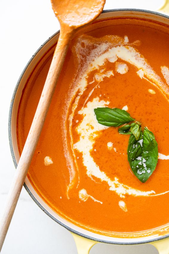 tomato soup with mozzarella