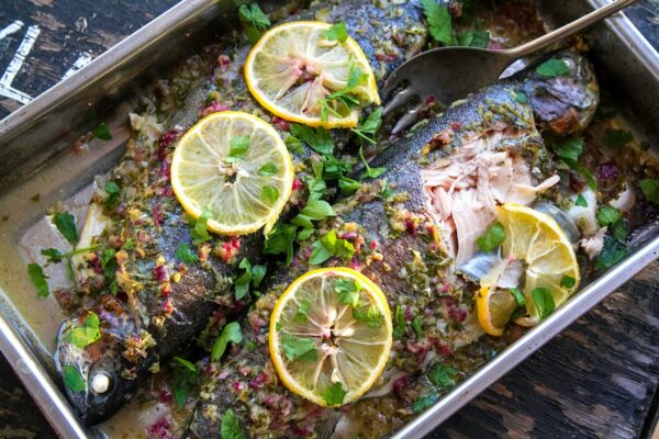 trout baked with lemon