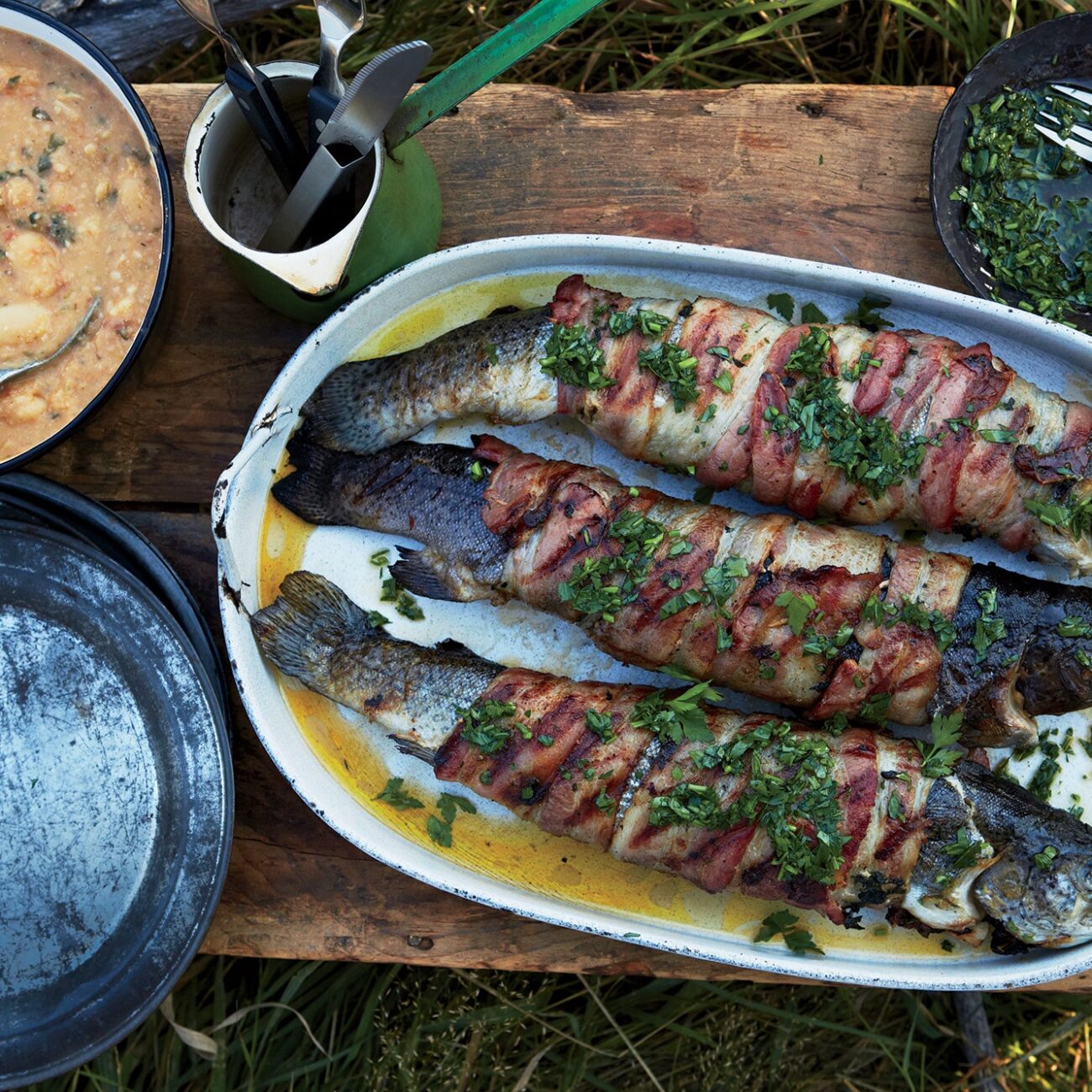 trout in bacon crust