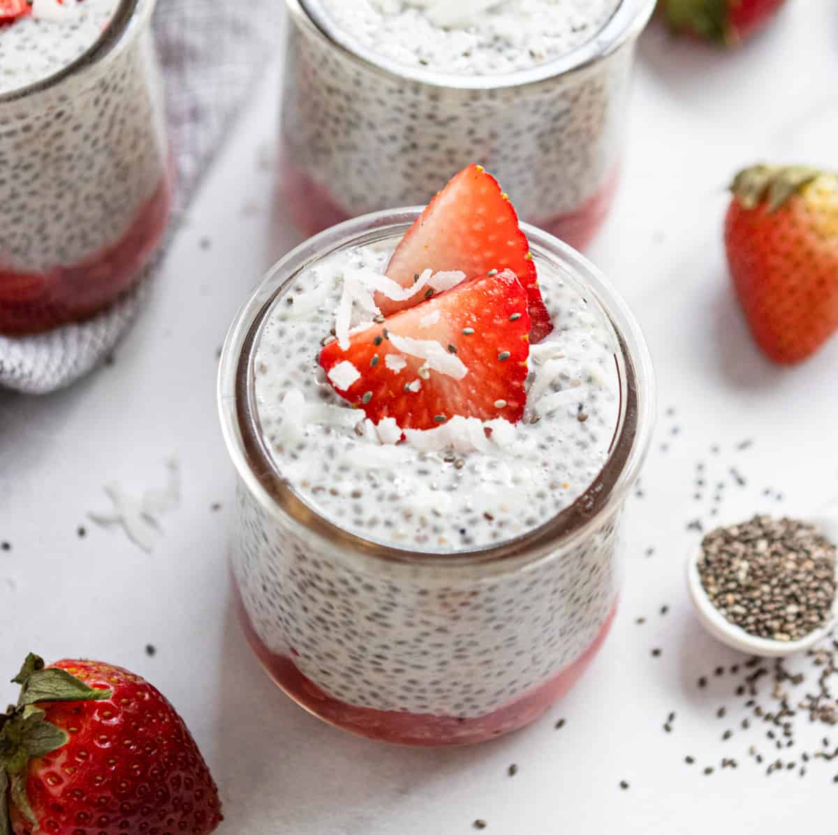 yoghurt with chia seeds and forest fruits