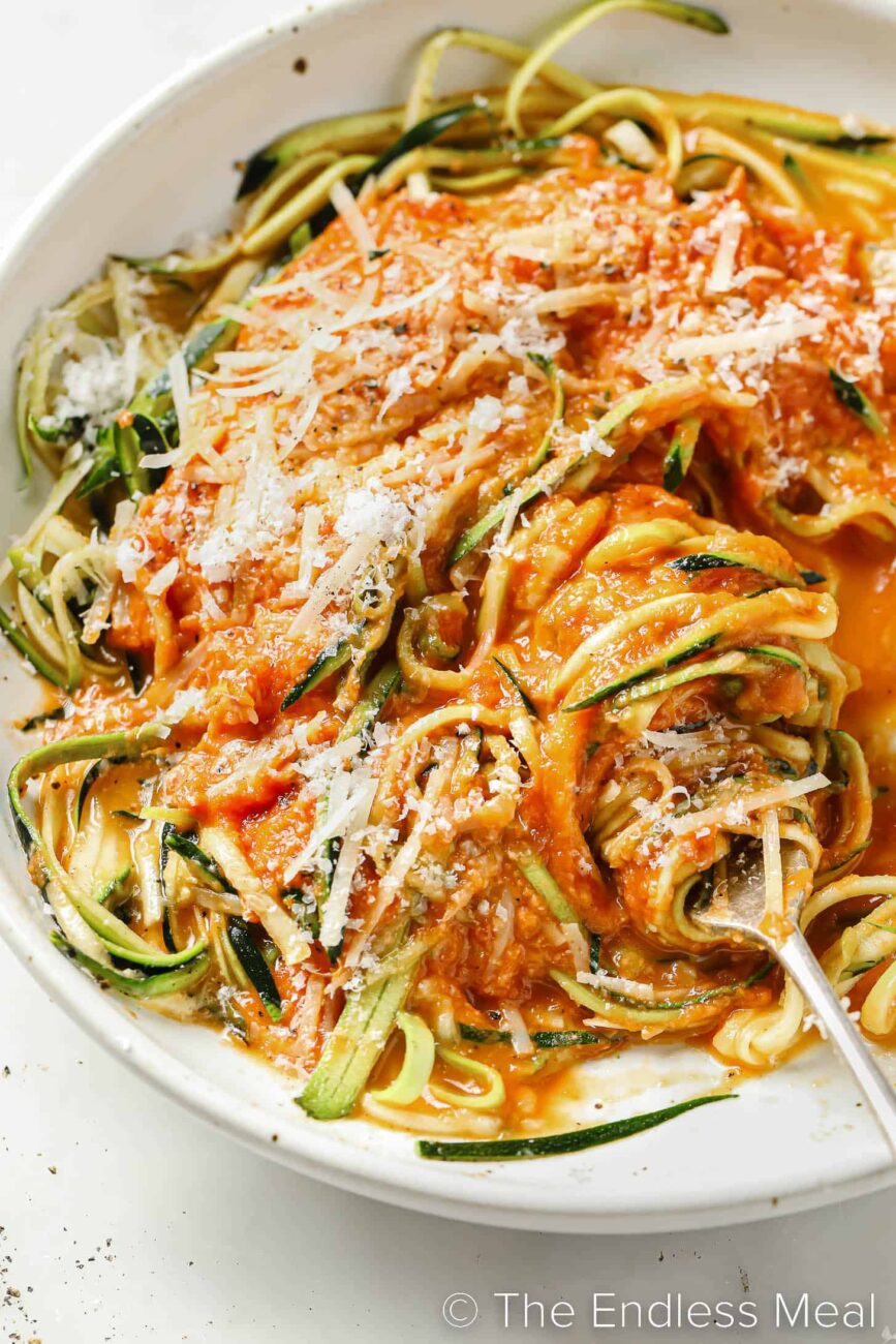 zucchini noodles with tomato sauce