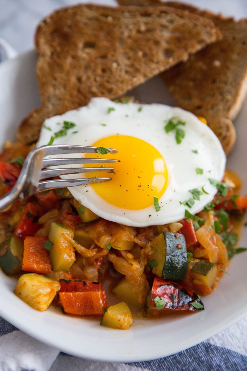 zucchini soup with poached egg