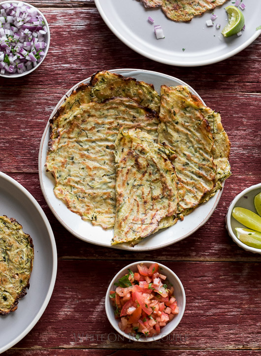 zucchini tortillas with mozzarella and tomatoes