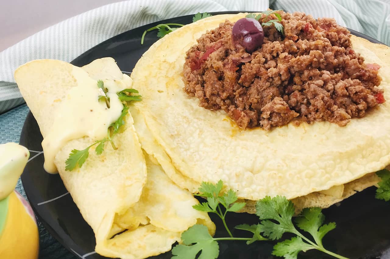 baked pancakes with minced meat