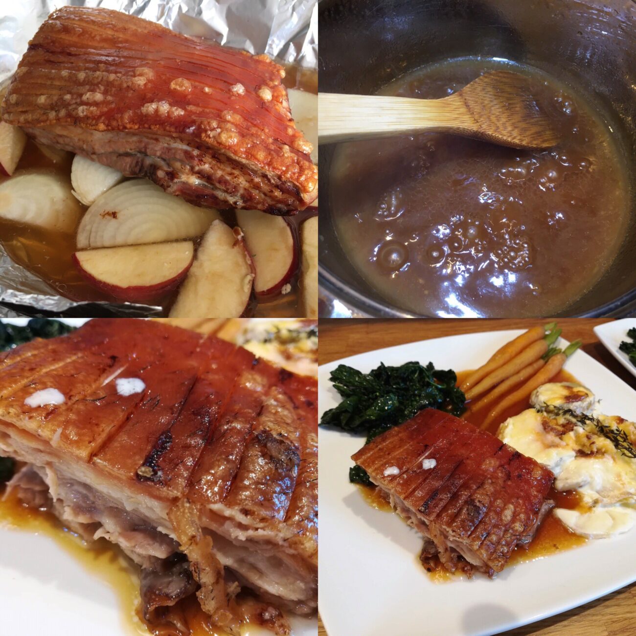 baked pork belly with braised cabbage boiled potatoes