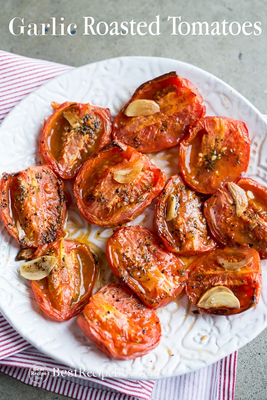 baked tomatoes with eggs and garlic