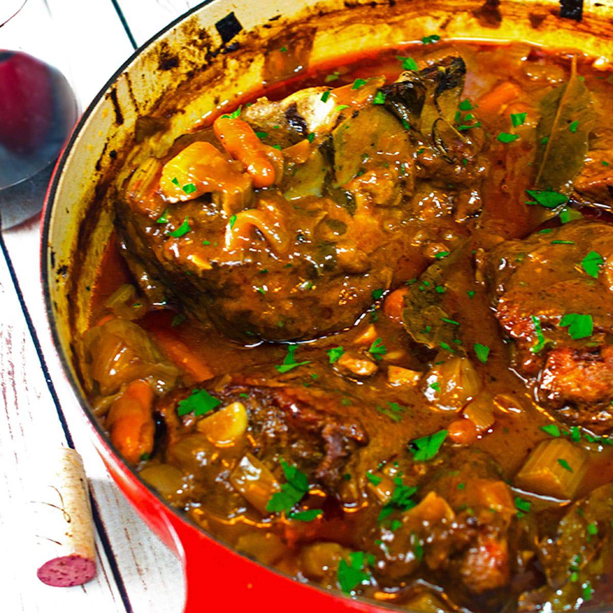 beef goulash with capers and peas lard dumpling