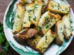 bread smeared with garlic water