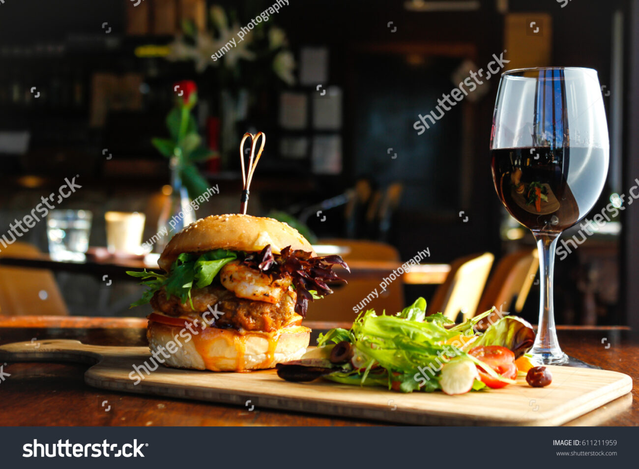 burgers on wine