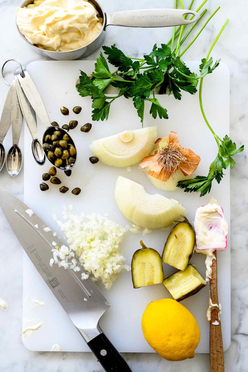 carp or other fish with tartar sauce