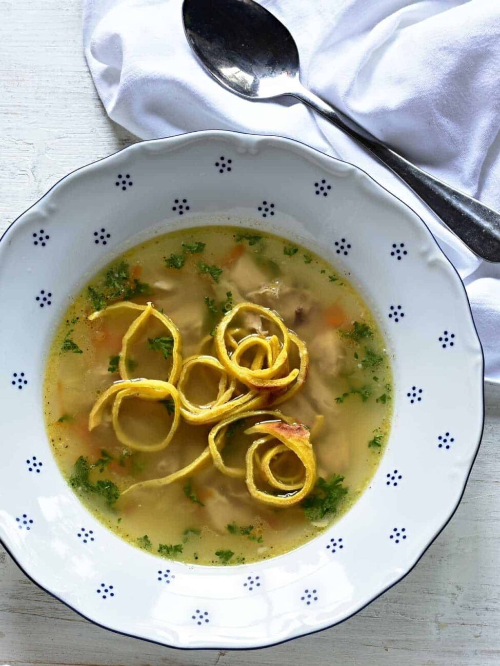 chicken broth with celestine noodles