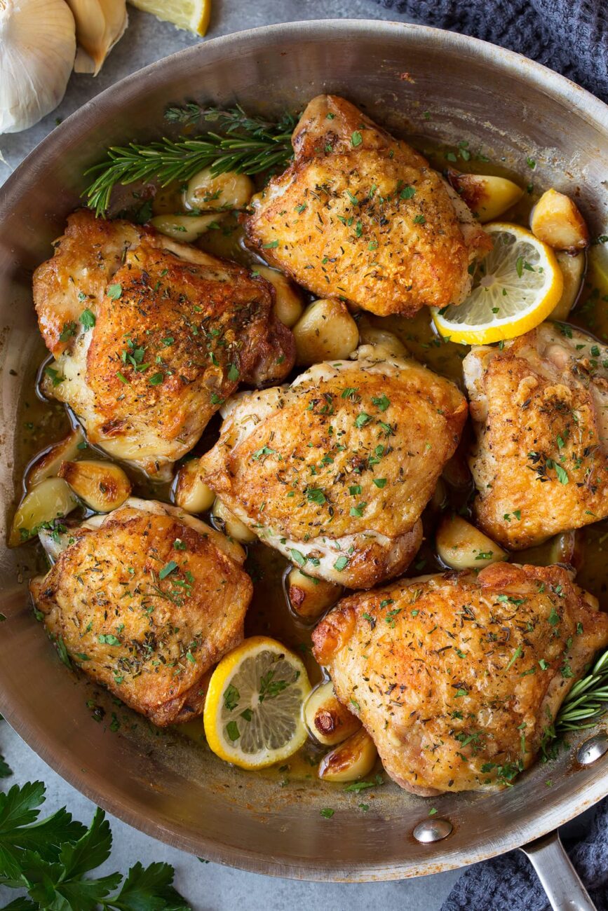 chicken drumsticks in butter and thyme scallion