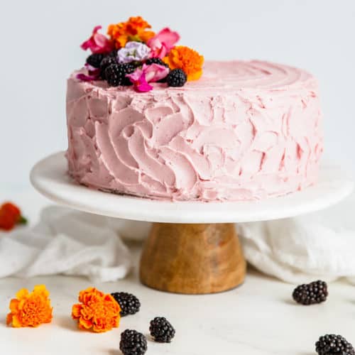 chocolate cake with blackberries