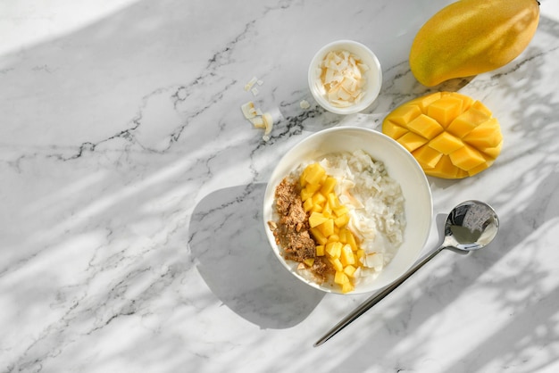 coconut milk porridge with dragon fruit