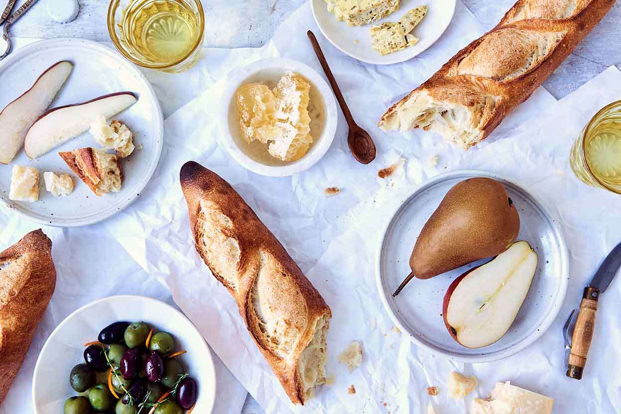 crispy baguettes with olives