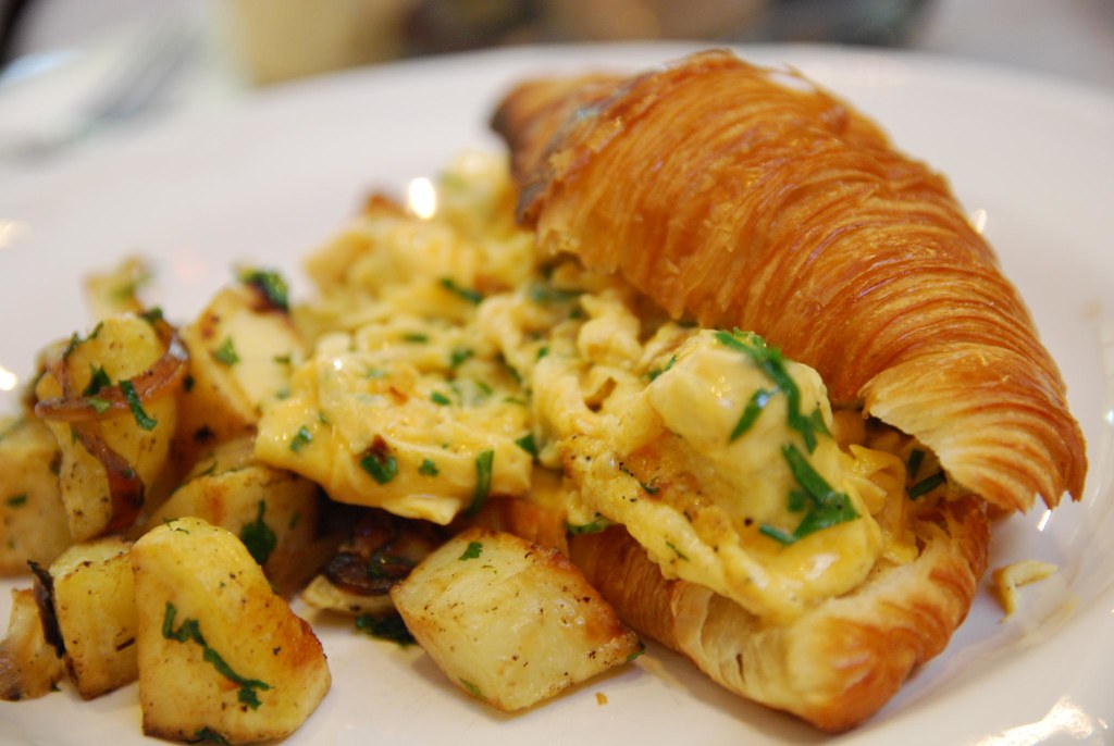 croissant with scrambled eggs