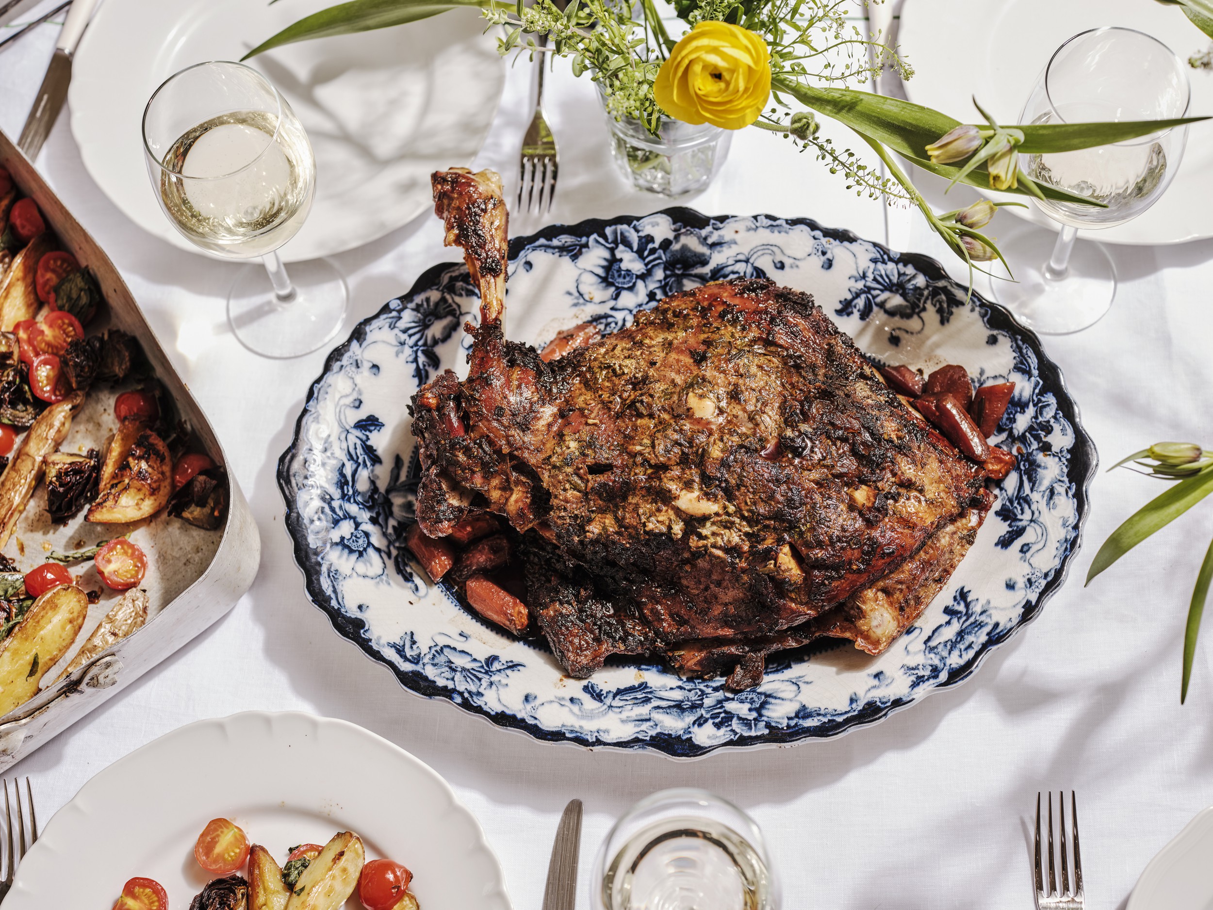 easter roast on red wine with herb crust