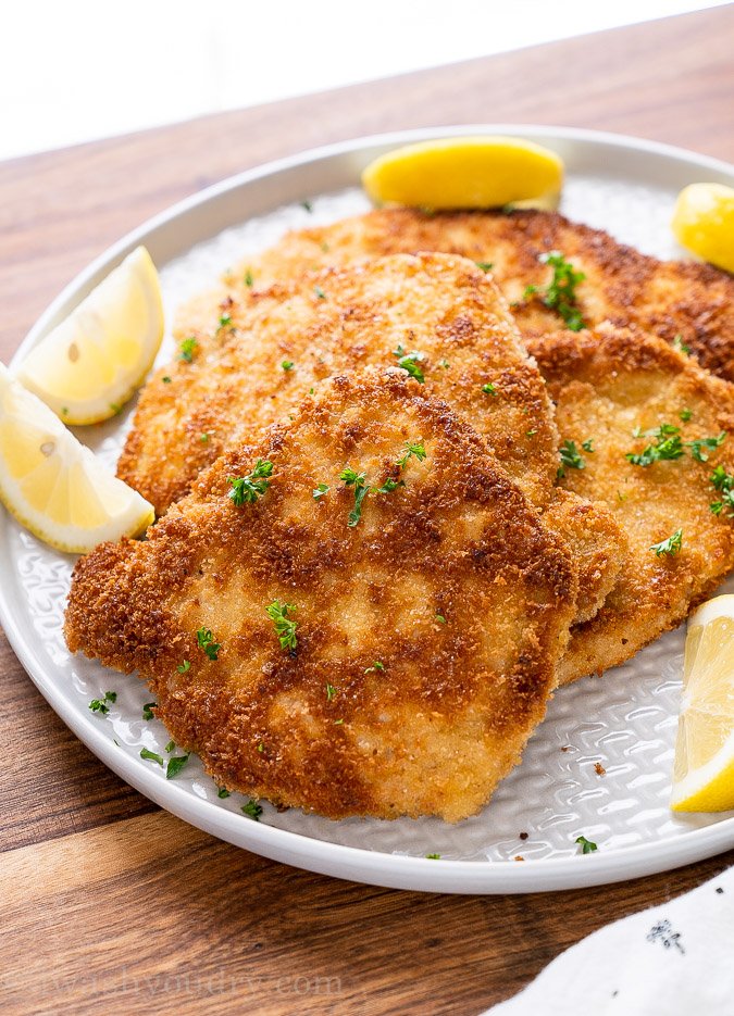 fried pork schnitzel with potatoes