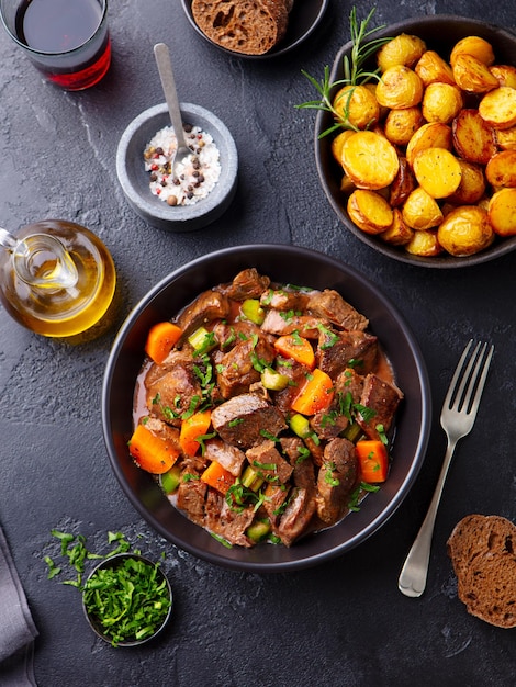 goulash soup from slow drawn beef broth