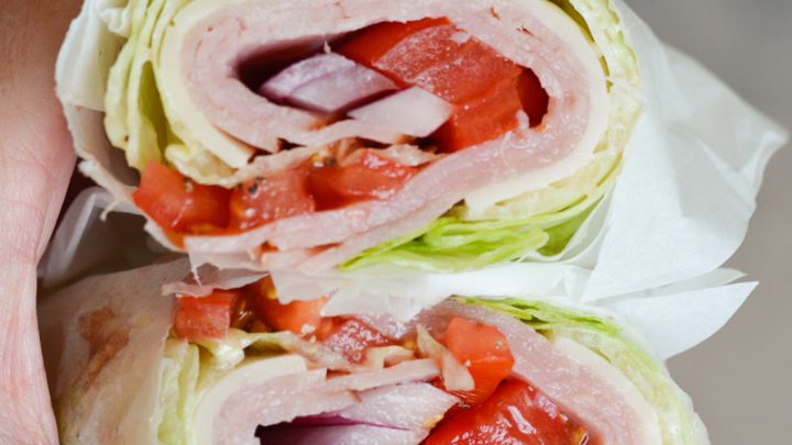 ham and lettuce rolls with eggplant and cheese