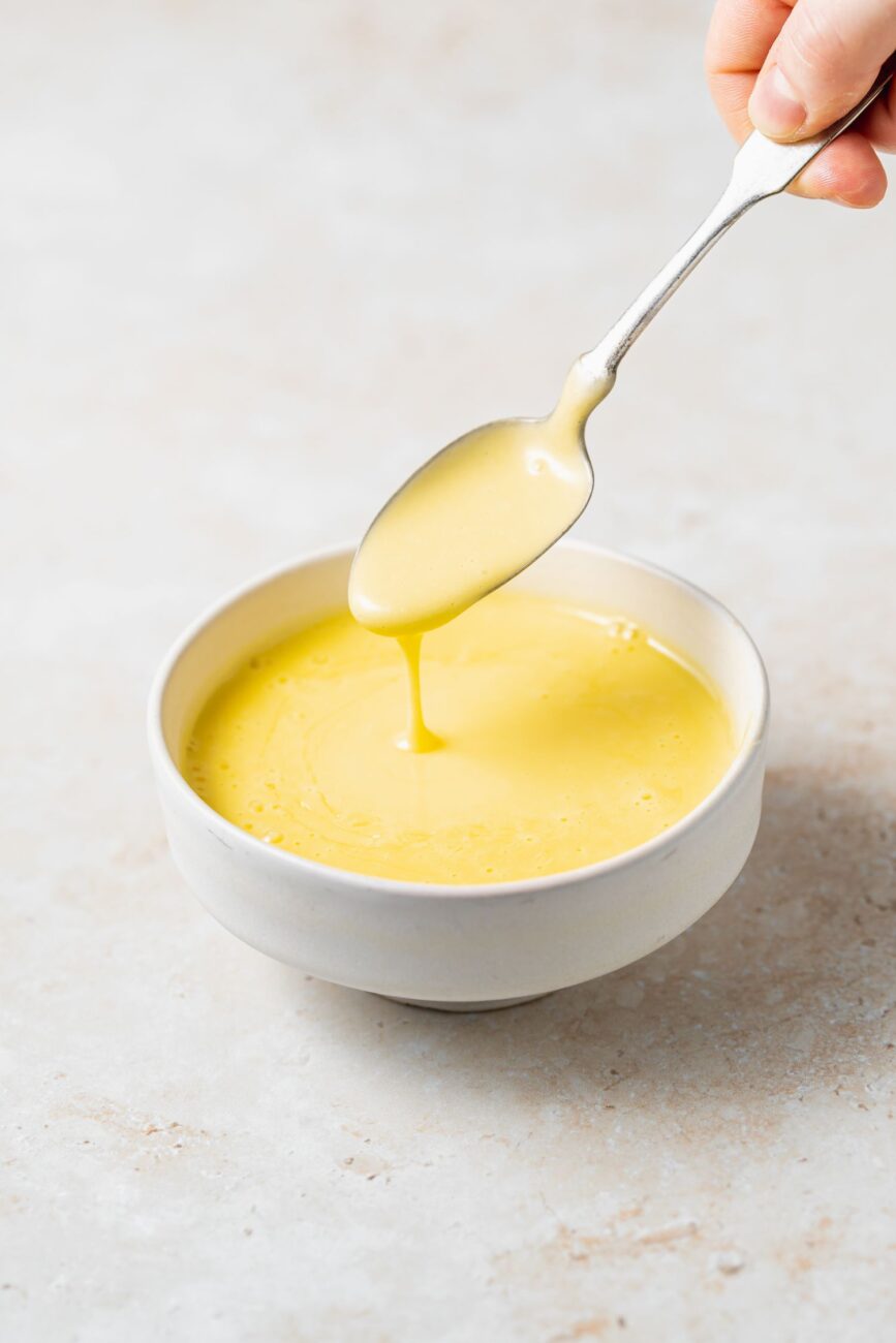 hollandaise sauce made from fresh egg yolks