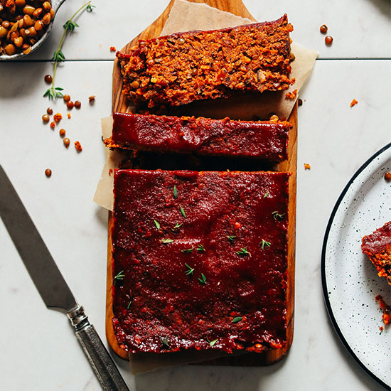 lentil walnut meatloaf with balsamic glaze