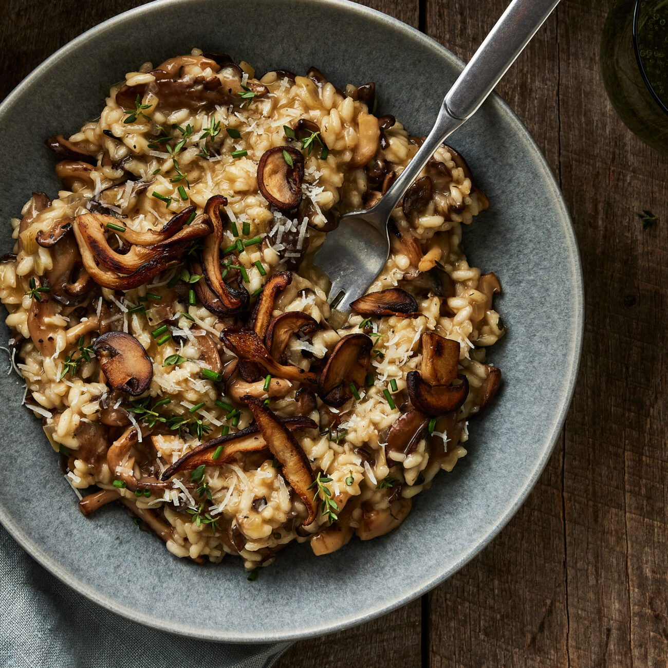 mushroom scramble with risotto