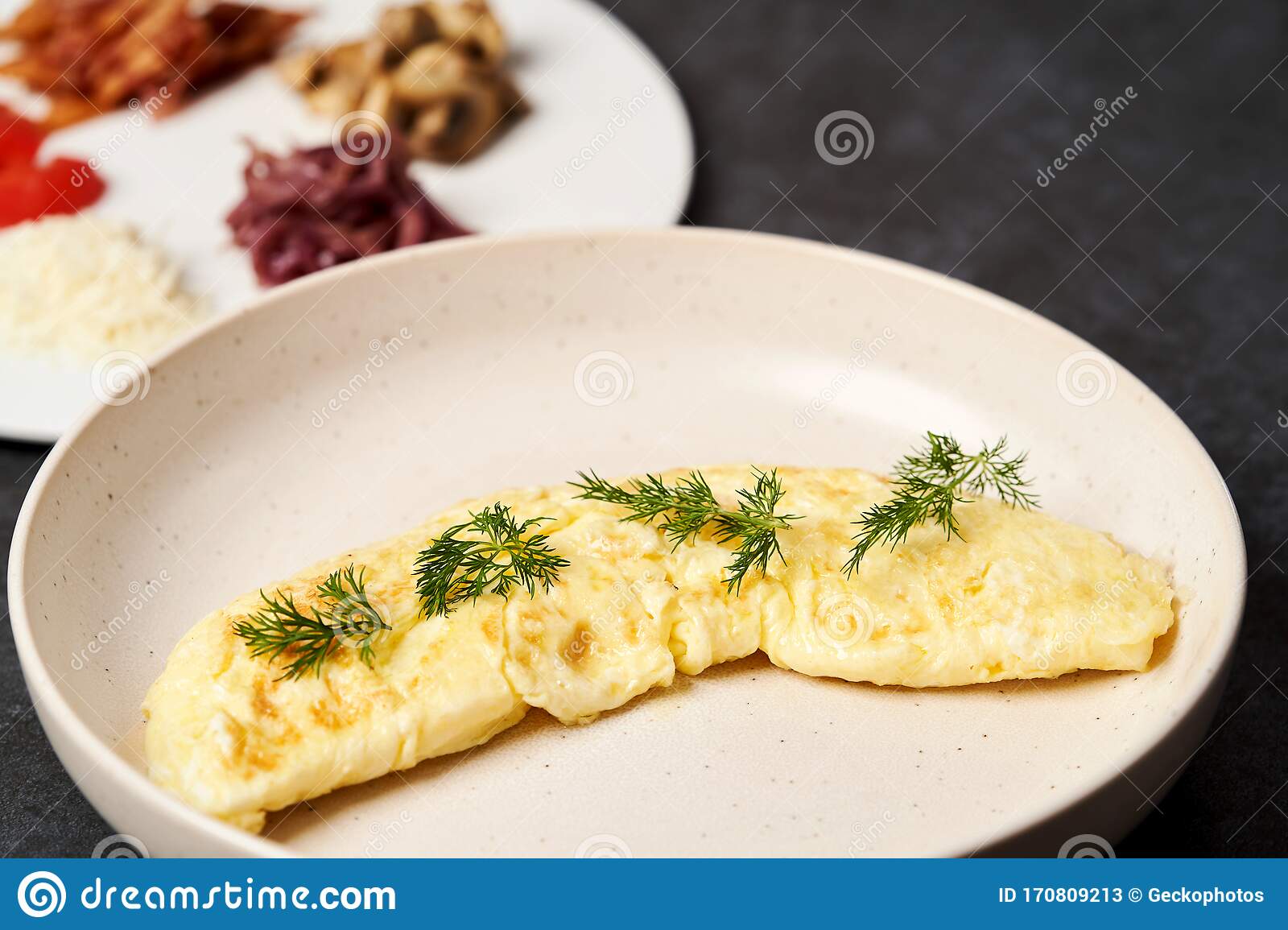 omelette with bacon and mushrooms
