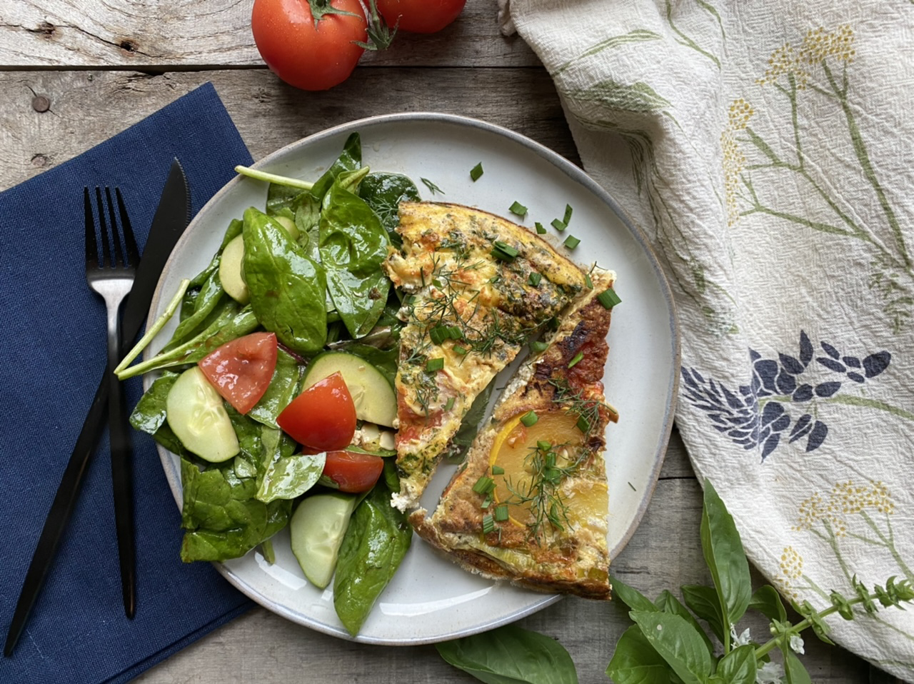 omelette with summer vegetable recipes and goat cheese