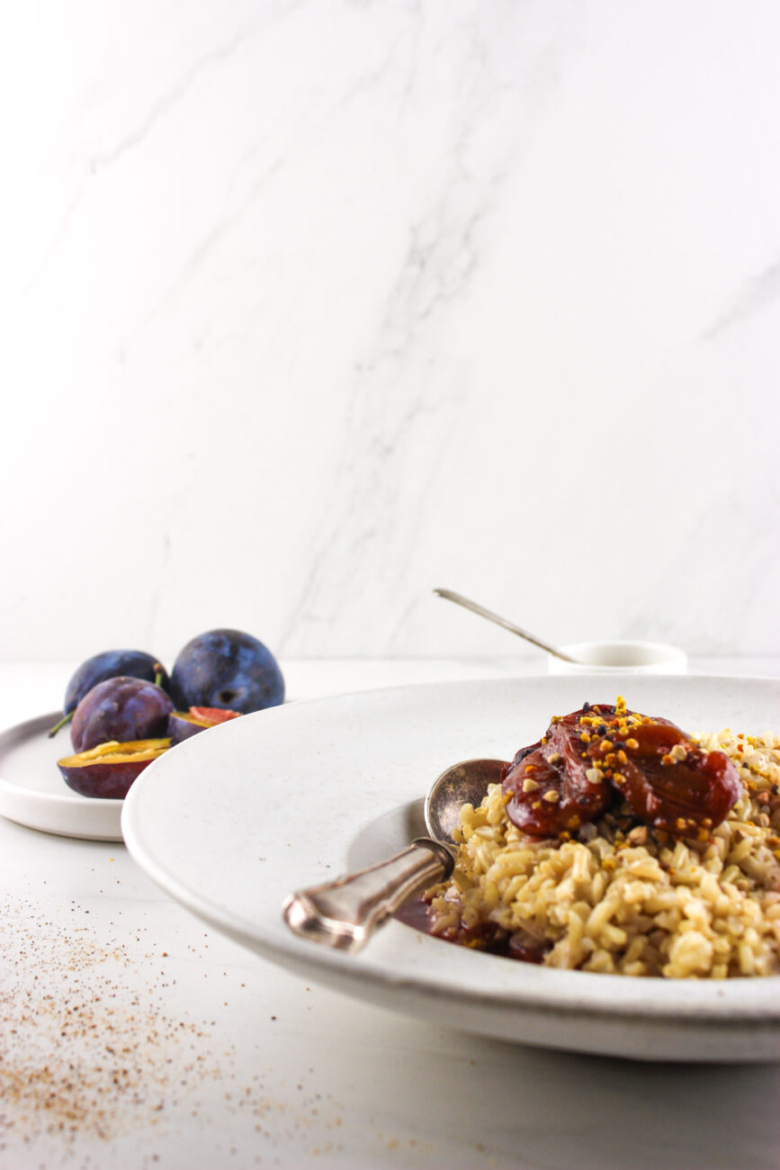 plum rice pudding