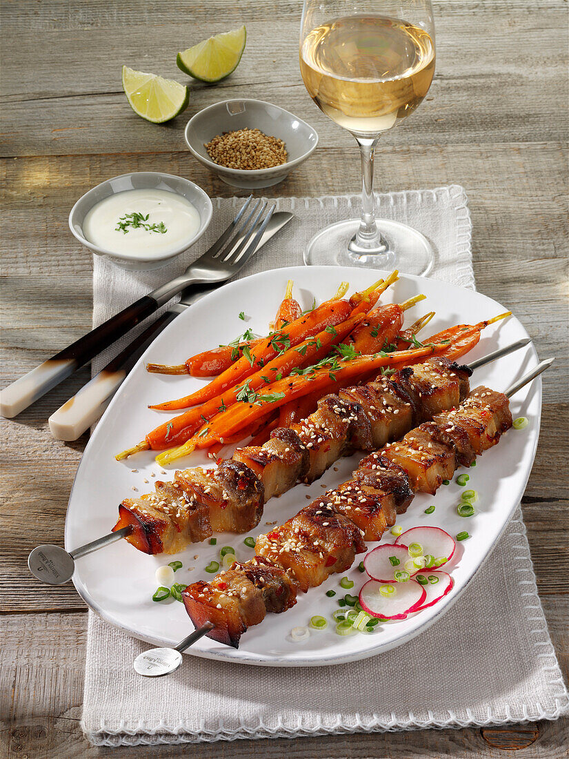 pork kebab with wine