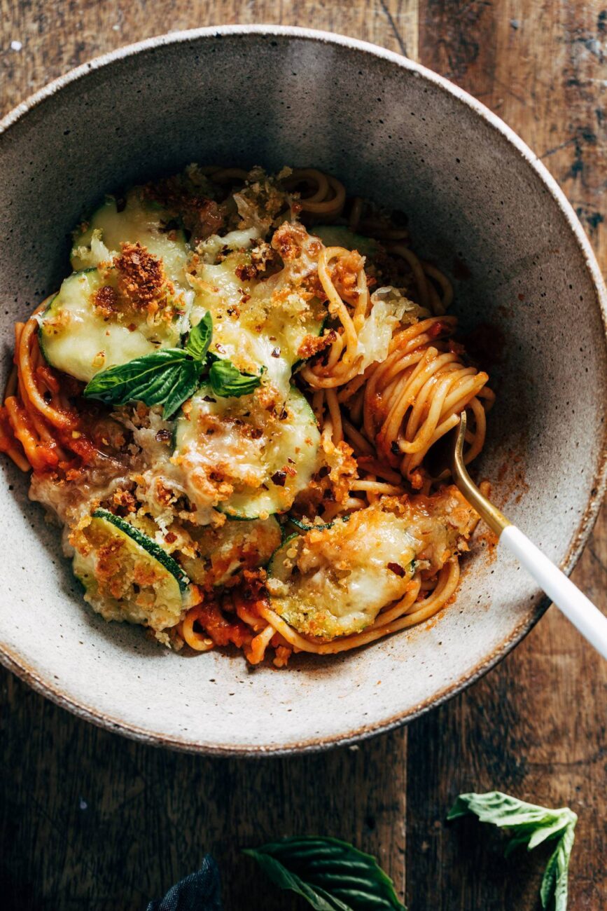 recipe for zucchini medallions and pasta