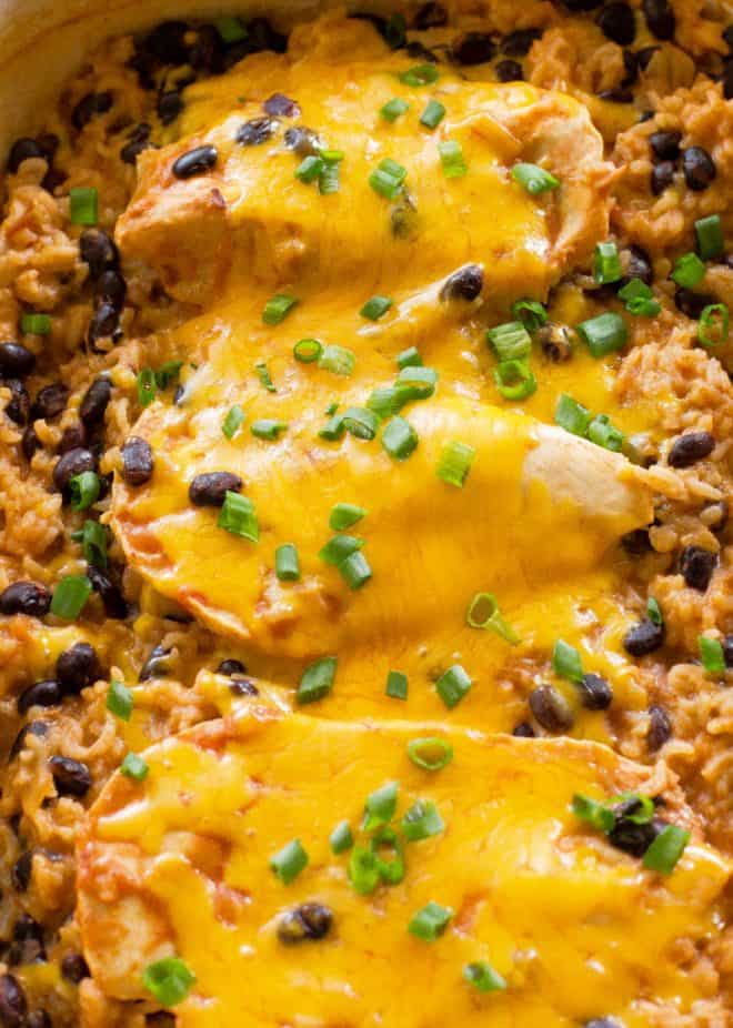 recipe to make individual bowls with rice chicken black beans corn and cheese