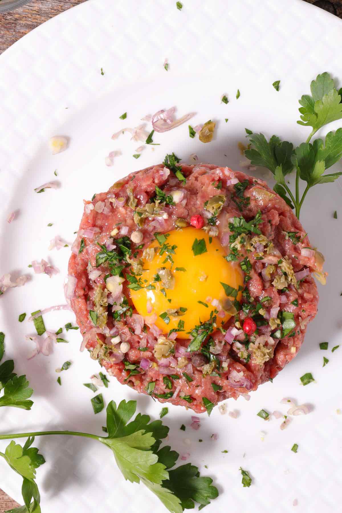 recipe to make meal with raw hamburger meat and raw eggs