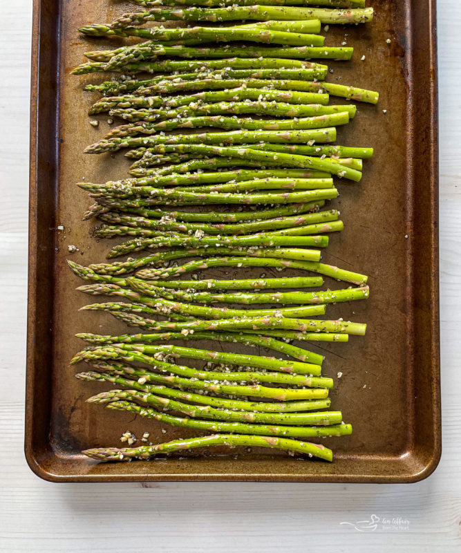 roasted asparagus with italian speck and tre corti cheese