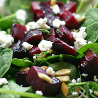 roasted beetroot served with goat cheese