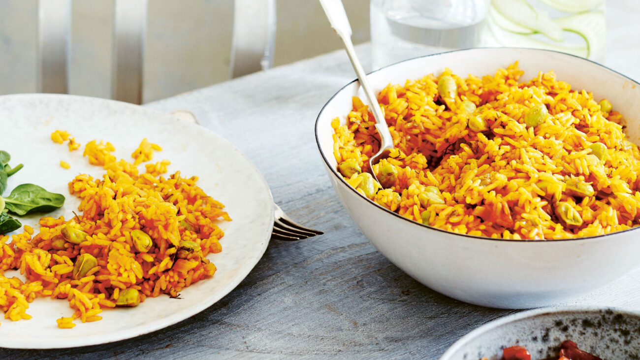 saffron rice with mushrooms