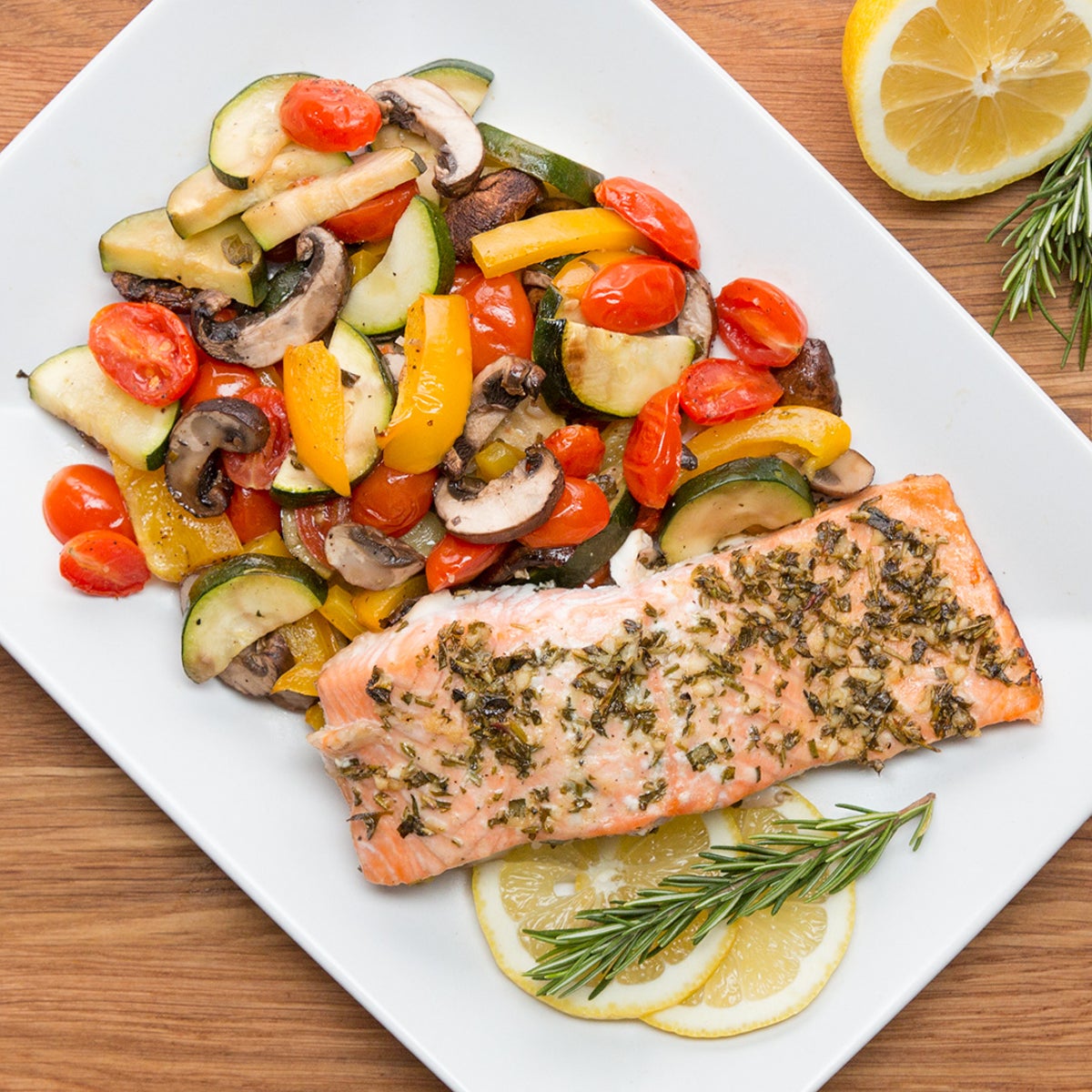 salmon baked with herbs light potato salad