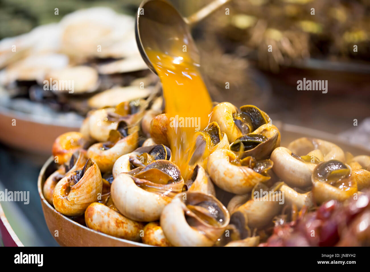 snails cooking in soup