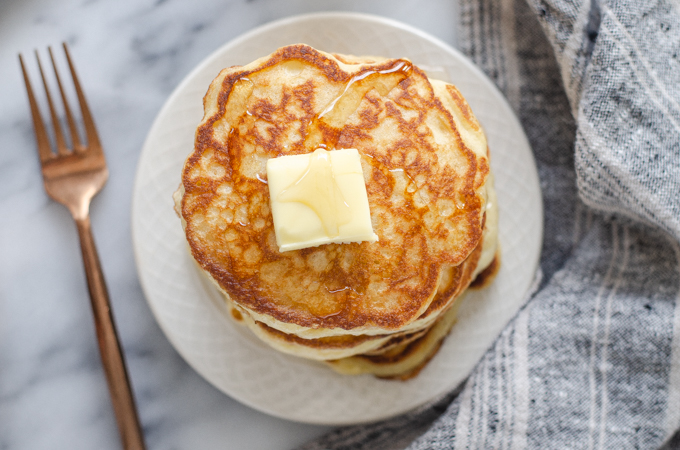 sourdough pancakes with marmalade and curd mousse