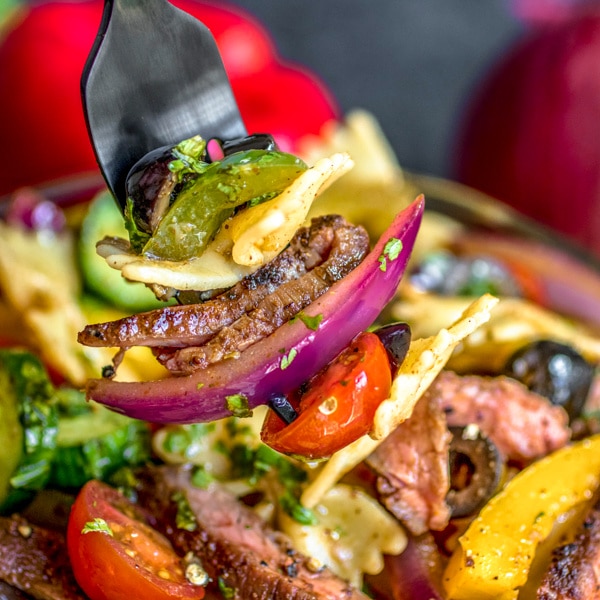 spaghetti salad recipe made with oil and steak broil seasoning