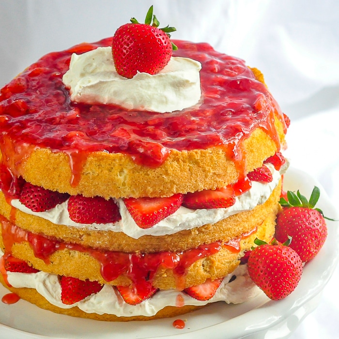 sponge cake with custard cream and whipped cream