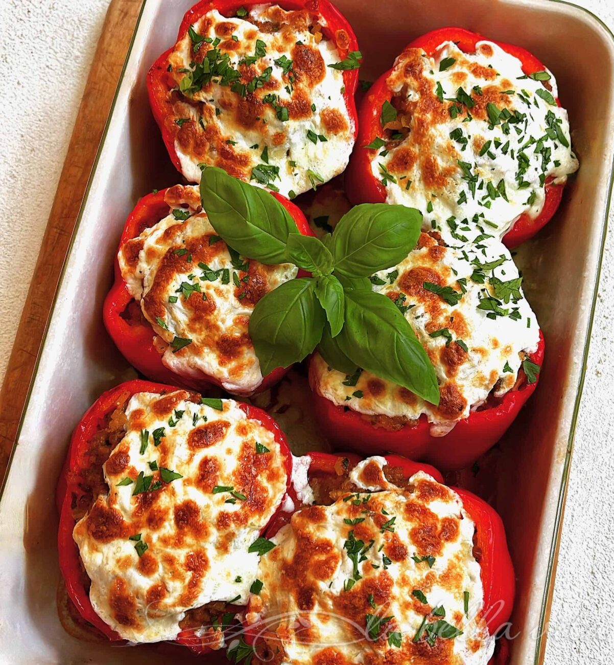 stuffed pepper recipe shaped into a long loaf