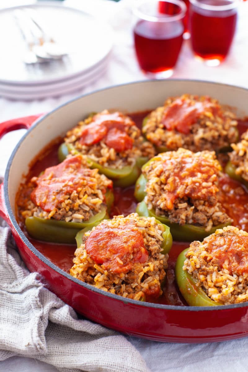 stuffed peppers and tomato sauce rice