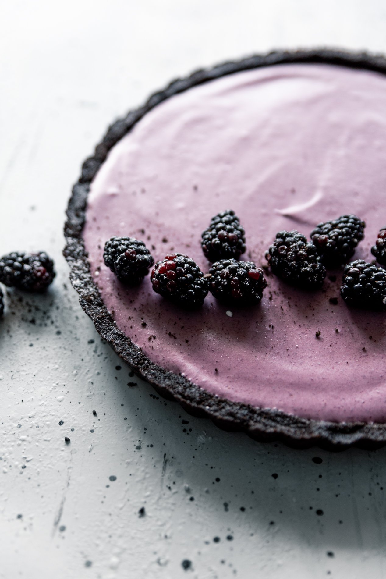 unbaked dessert with blackberries