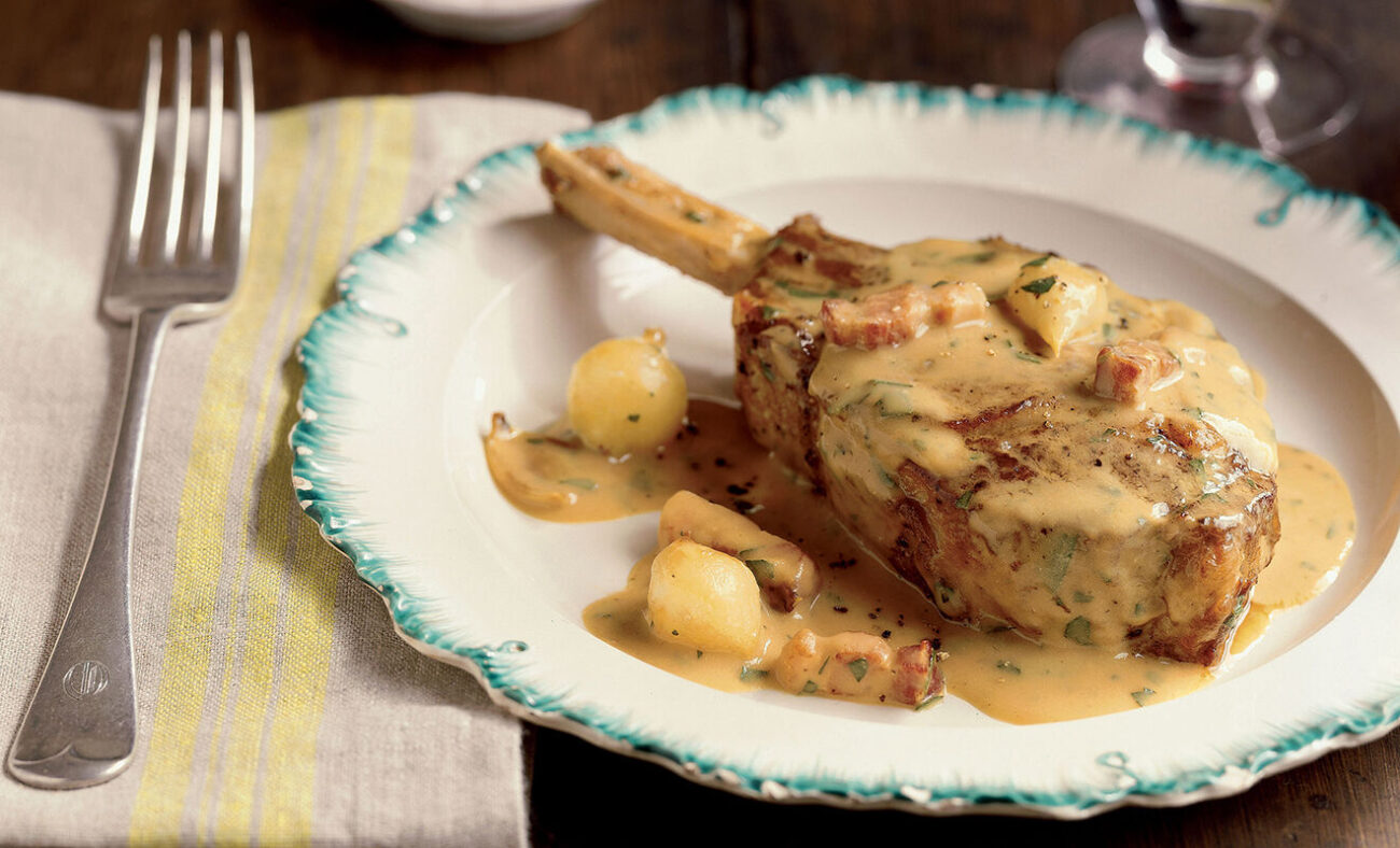 veal cutlets in cream with calvados